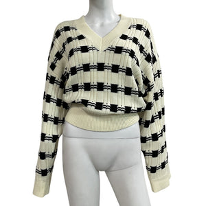 L'academie Patterned White And Black Evran Check Sweater Size M NWT