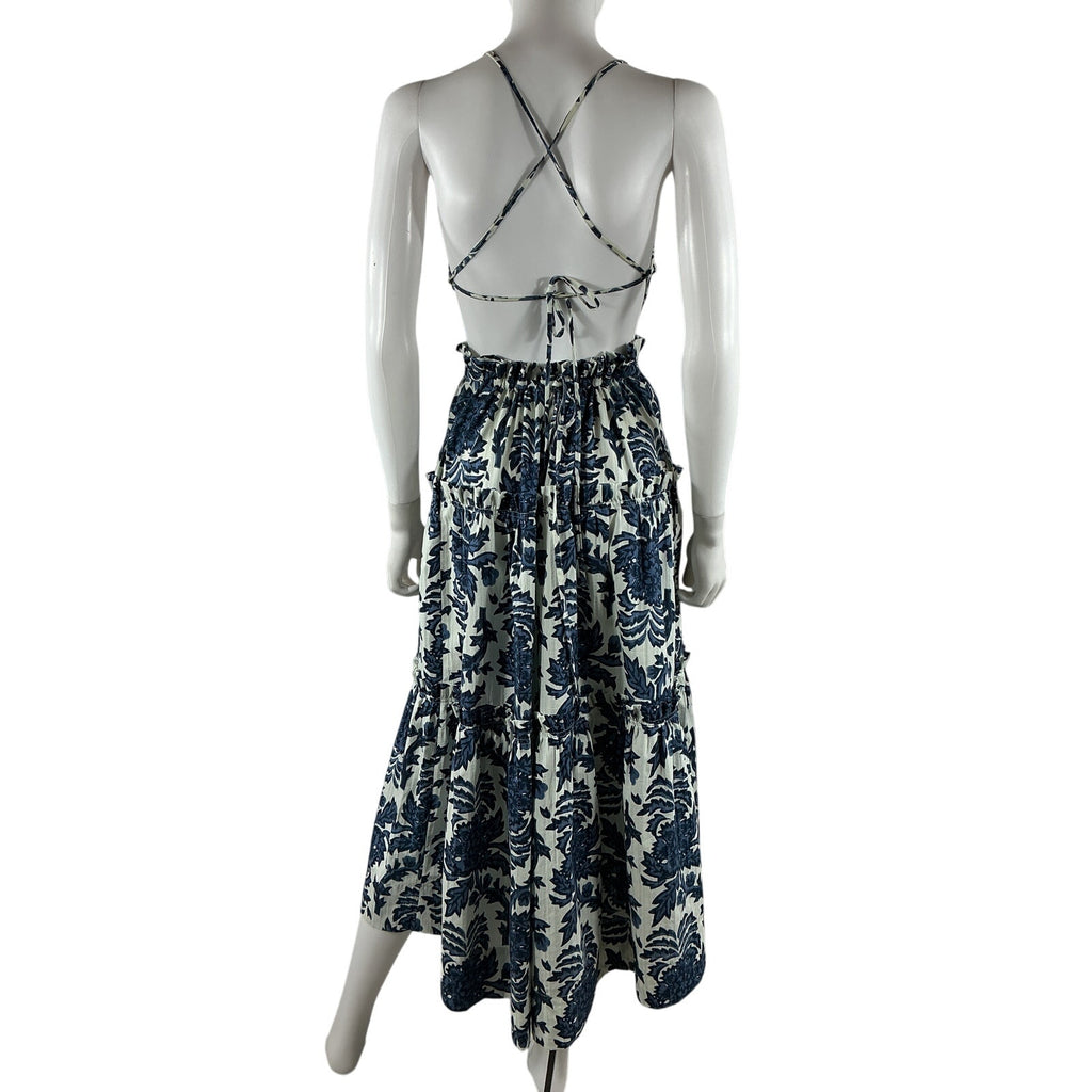 Shona Joy 'Diana' Blue Cotton Midi Dress Size 4