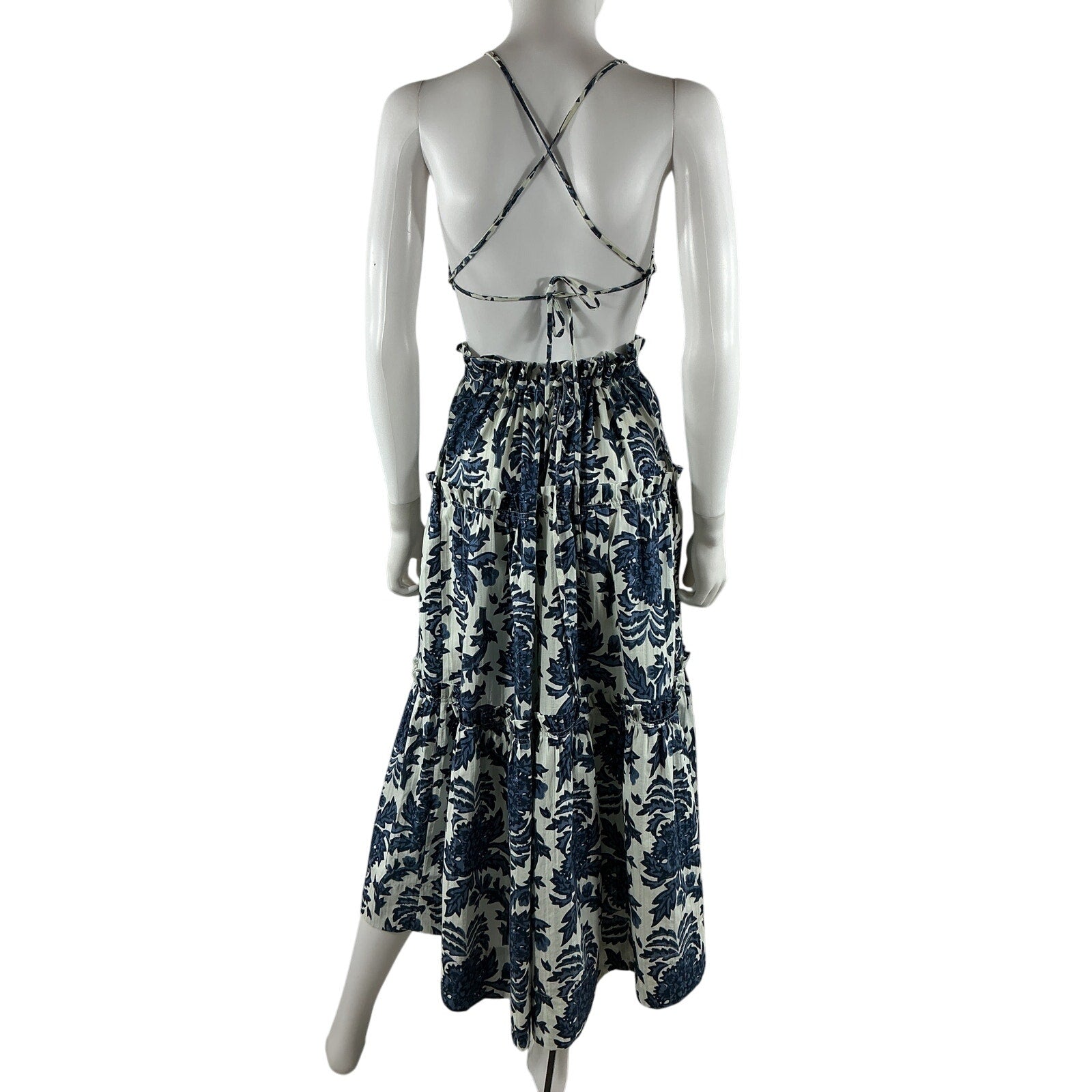 Shona Joy 'Diana' Blue Cotton Midi Dress Size 4