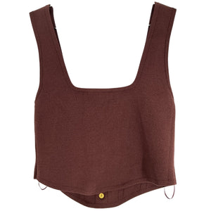 L'Agence Structured Brown Saga Knit Corset Top Size M