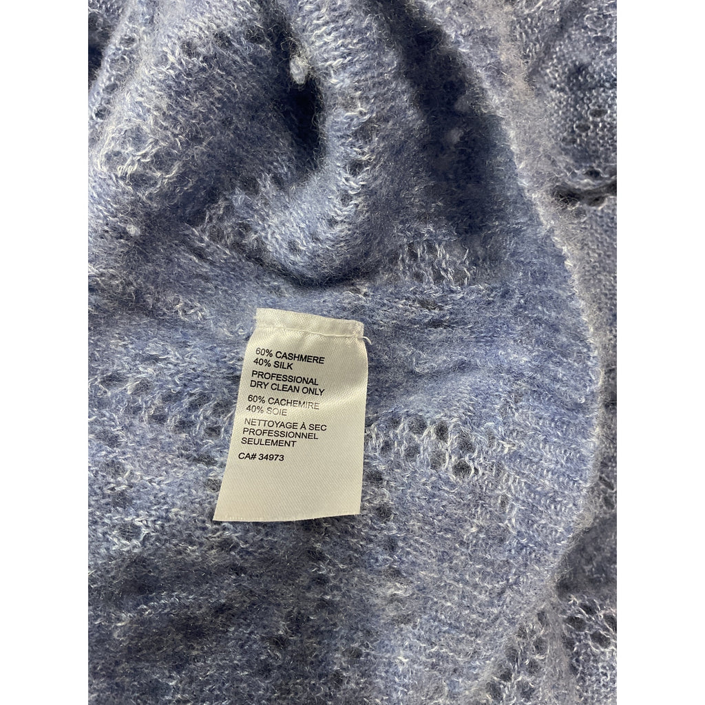 Autumn Cashmere 'Bell' Blue Sleeve Pointelle Crew Size XS