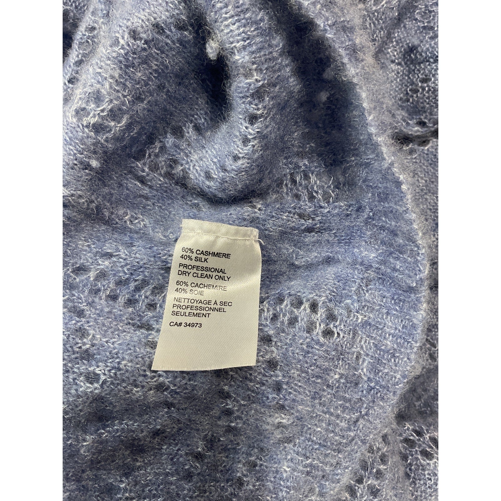 Autumn Cashmere 'Bell' Blue Sleeve Pointelle Crew Size XS