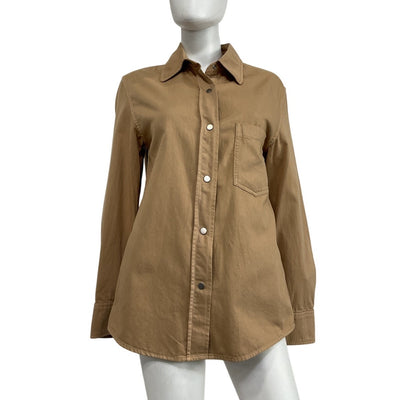 Vince Cotton Twill Beige Overshirt Jacket Size S
