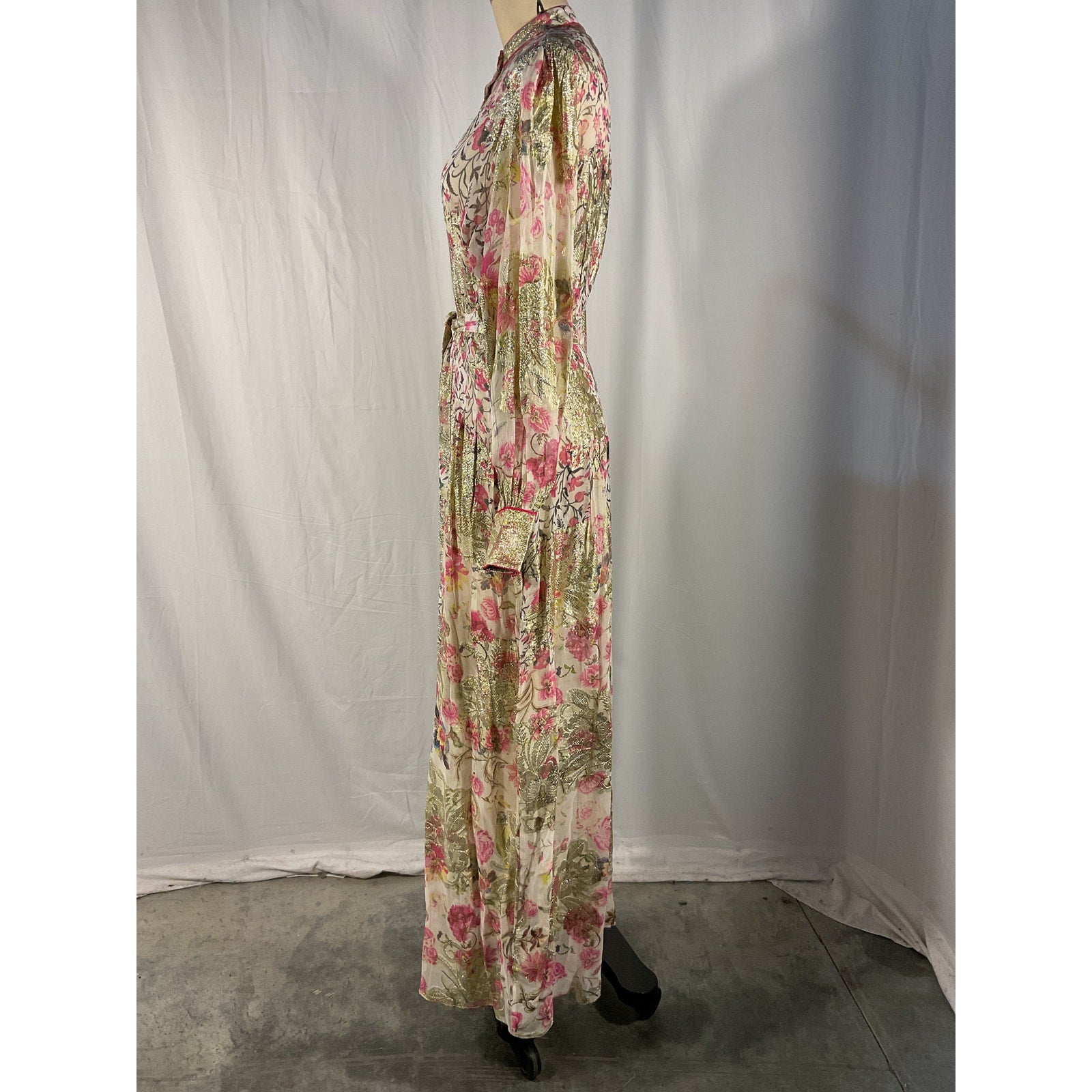 Hemant And Nandita 'Tara' Pink Georgette Shirt Dress Size XS - NWT