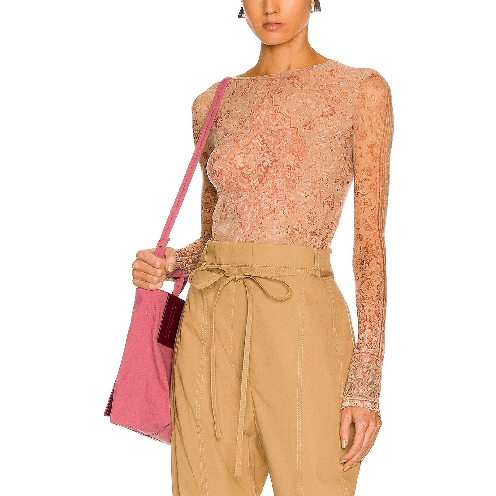 Acne Studios Orange Semi Sheer Top Size S