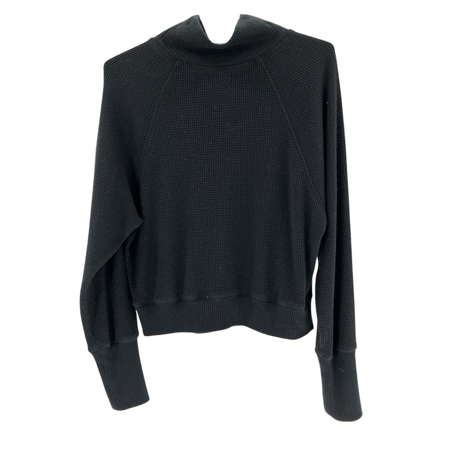 Alo Yoga 'Waffle' Black Weekend Escape Mock Neck Long Sleeve Top Size S