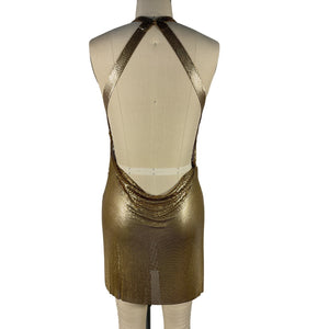Fannie Schiavoni Shimmering Gold Alicia Dress Size S