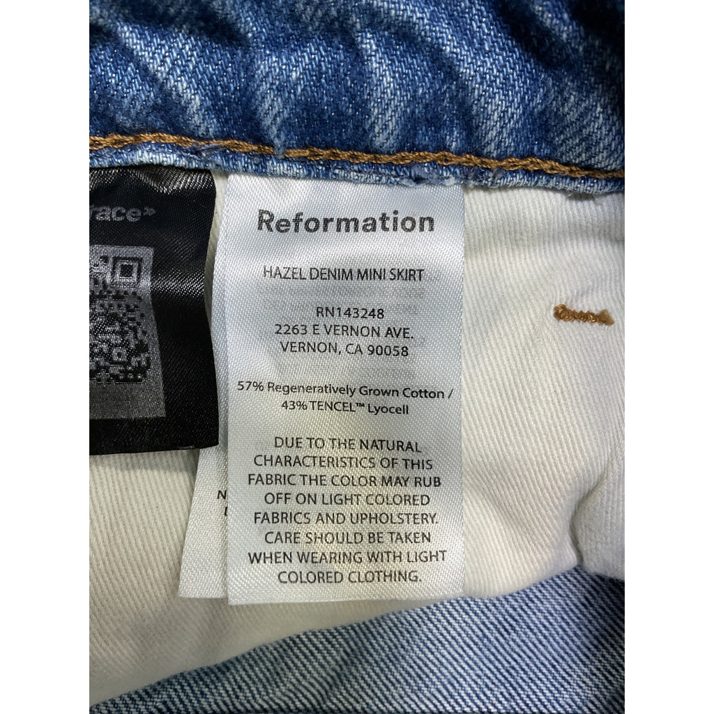 Reformation 'Hazel' Blue Cotton Denim Mini Skirt Size 32
