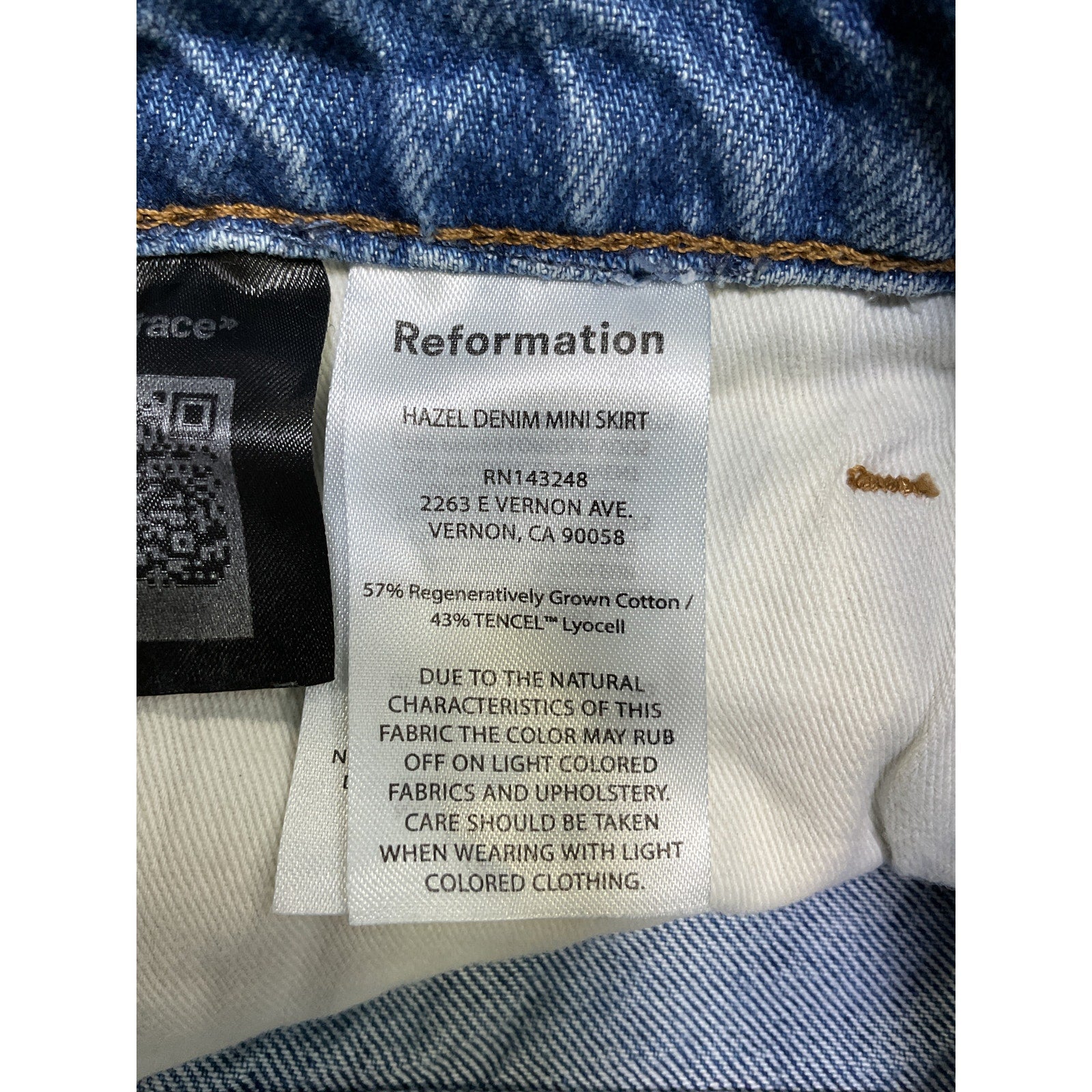 Reformation 'Hazel' Blue Cotton Denim Mini Skirt Size 32