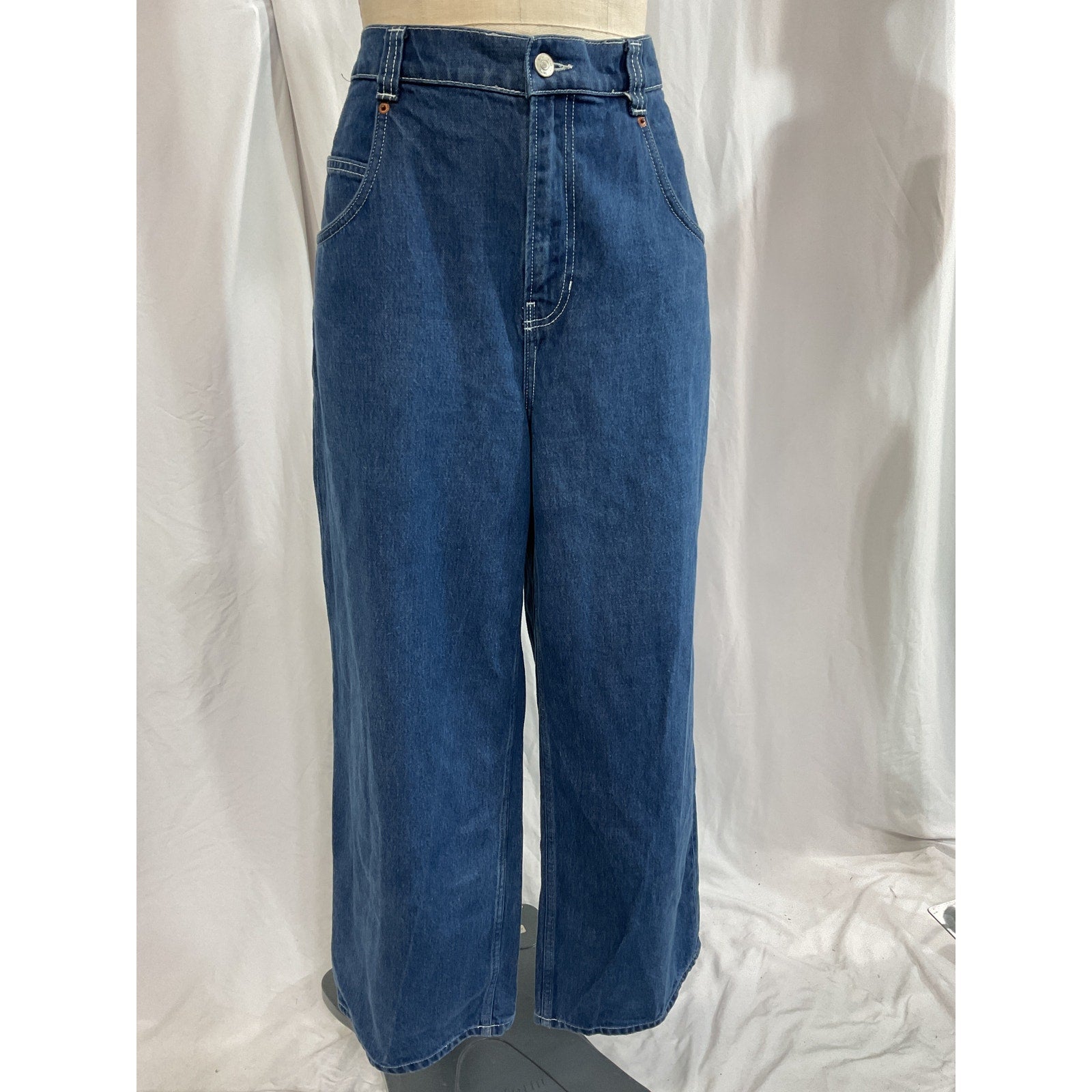 Reformation High-Rise Blue Wide-Leg Organic Denim Jeans Size 30