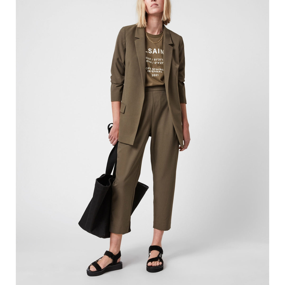 Allsaints 'Aleida' Green Polyester Tri Blazer Size 0