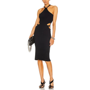 Dion Lee Ribbed Black Lustrate Fork Dress Size XS