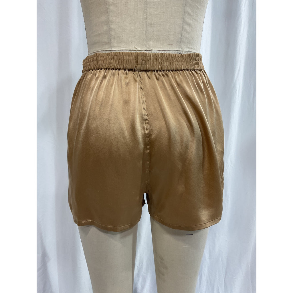 Frankies Bikinis 'Fifi' Beige Silk High-Rise Shorts Size S