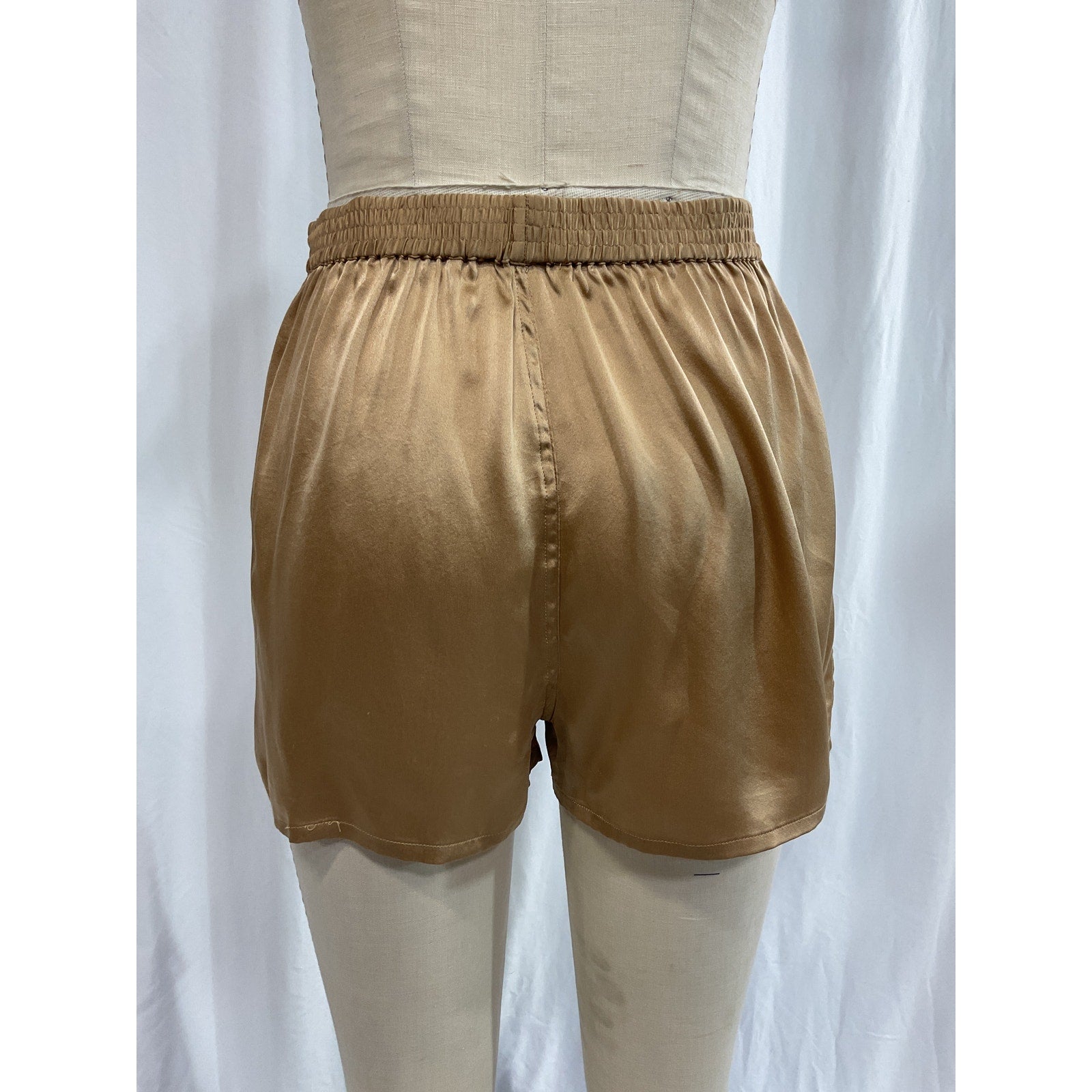 Frankies Bikinis 'Fifi' Beige Silk High-Rise Shorts Size S
