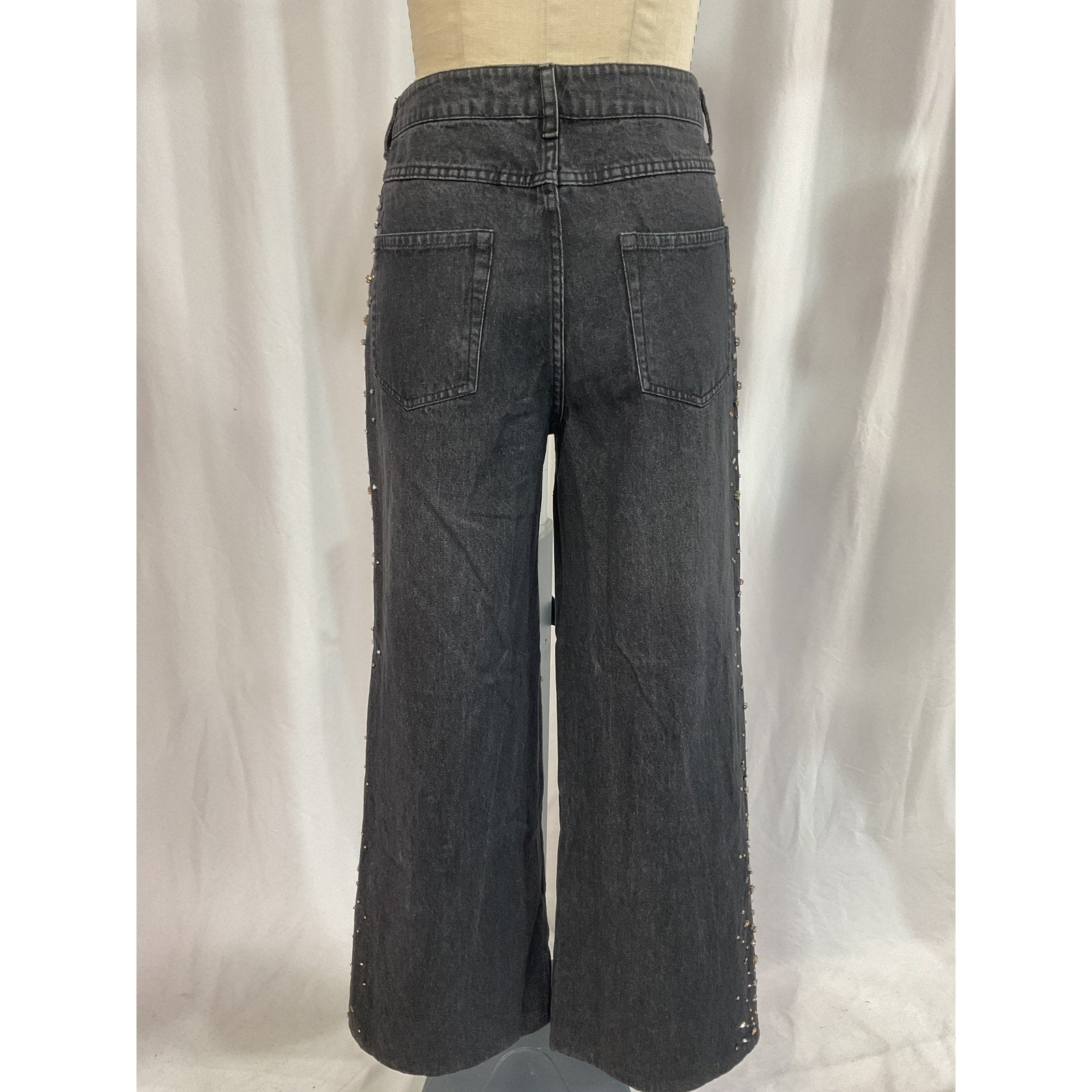 Sandro Wide-Leg Black Rhinestone Jeans Size 36 - NWT