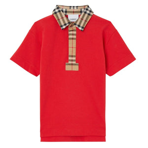 Kids Burberry Red Polo Shirt Size 12M