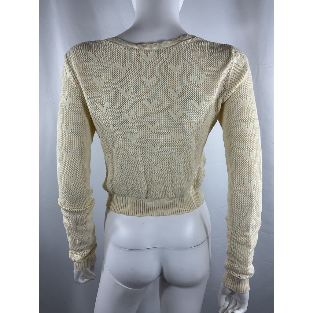 Loveshackfancy 'Venice' White Cotton Cardigan Sweater Size XS