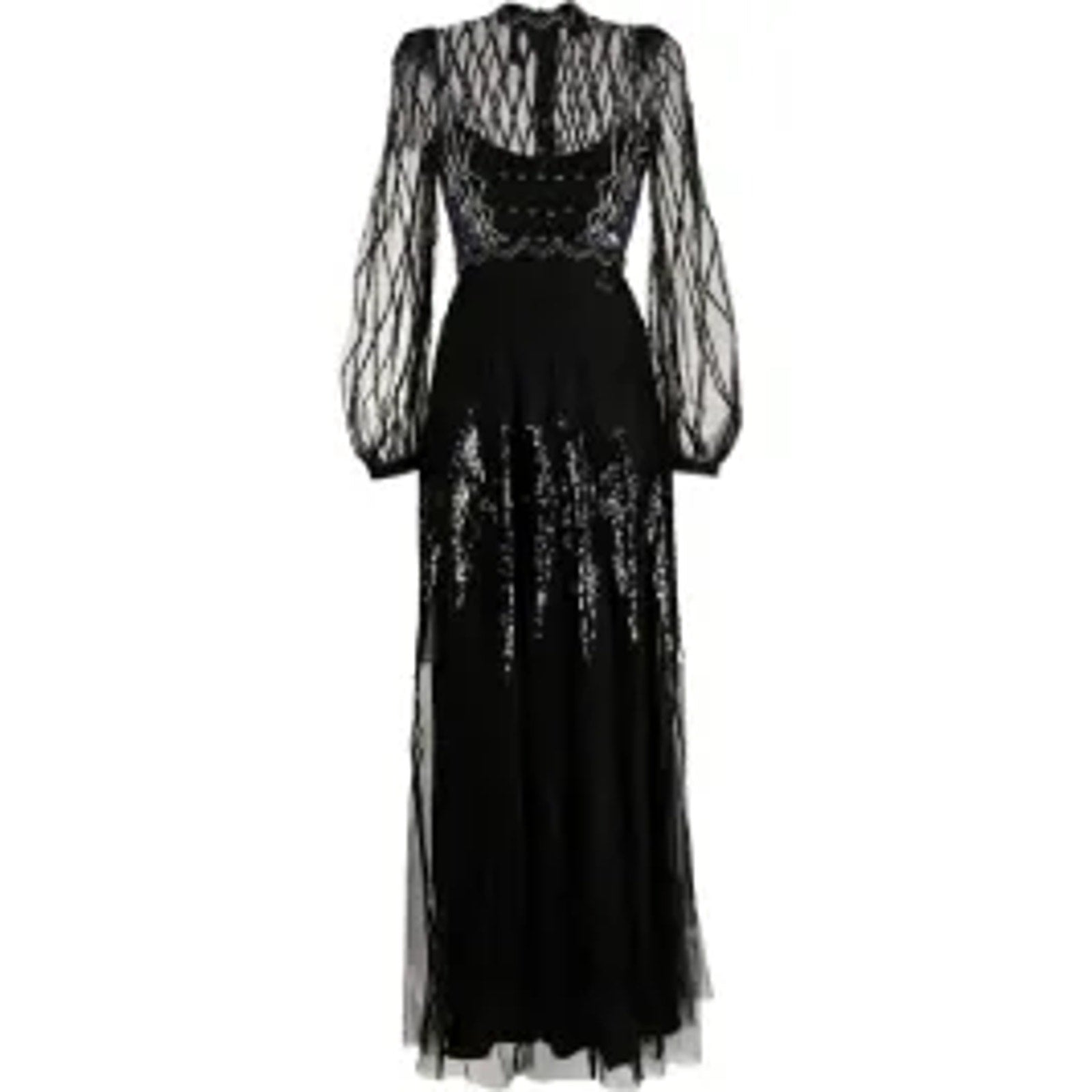 Temperley 'London' Black Gene Sequin-Embellished Long Dress Size 14