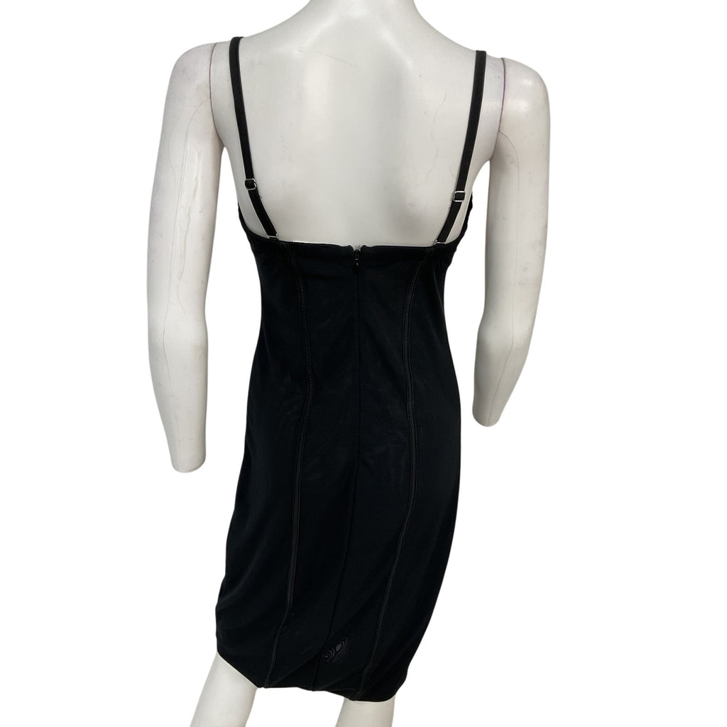 Fleur Du Mal Brilliant Black Polyamide Mesh Bustier Dress Size 8