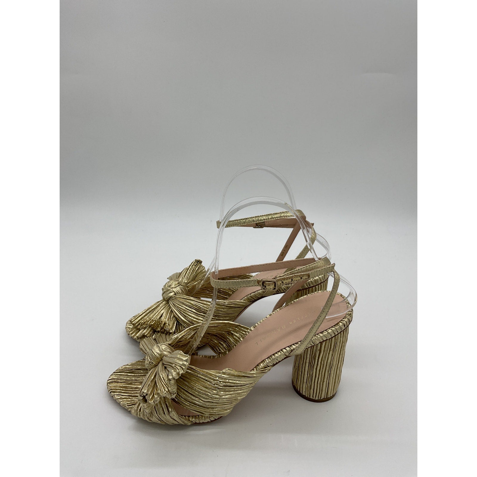 Loeffler Randall 'Camellia' Gold Leather  Knotted Lam� Sandals Size 9