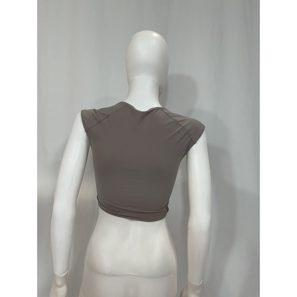 Alix Nyc 'Nadine' Grey Square Neck Crop Top Size S
