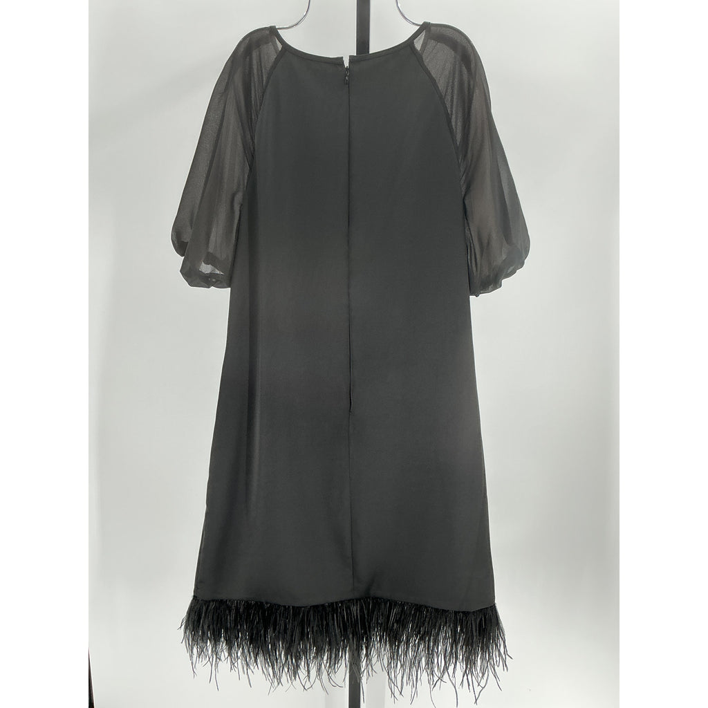 Aidan Mattox Puff Sleeve Black Polyester Trapeze Dress Size 8
