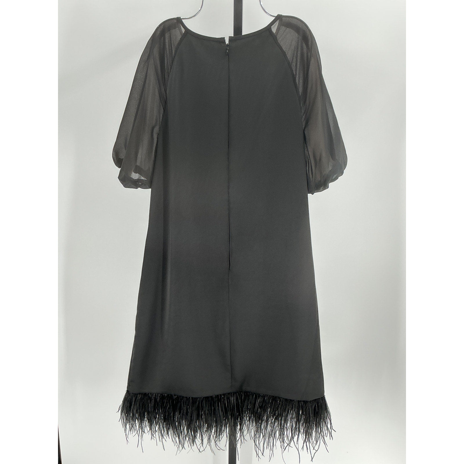 Aidan Mattox Puff Sleeve Black Polyester Trapeze Dress Size 8