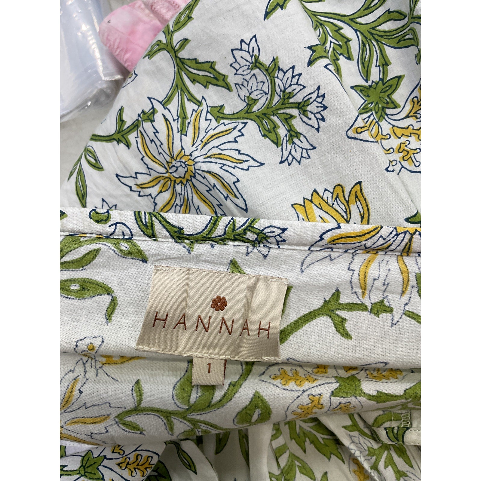 Hannah Artwear Annabella White Cotton Belted Floral Midi-Dress Size S