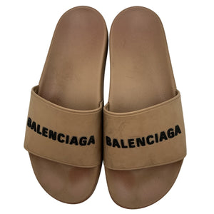Balenciaga Tan Pool Slides Size 11 US