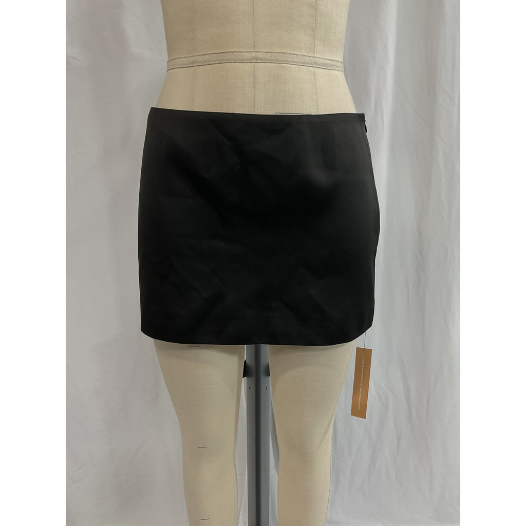 Reformation 'Carla' Black Low Waist Satin Skirt Size 0 - NWT