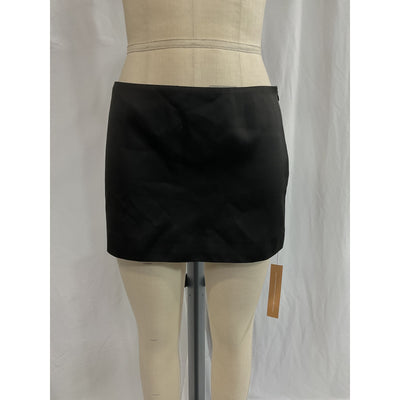 Reformation 'Carla' Black Low Waist Satin Skirt Size 0 - NWT