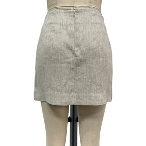Matthew Bruch Beige Linen Cargo Wrap Mini Skirt Size 3