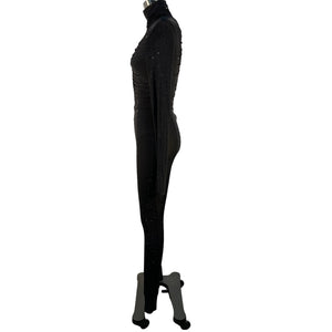 Alex Perry Embellished Black Cove Jumpsuit Size UK  8 / US 4