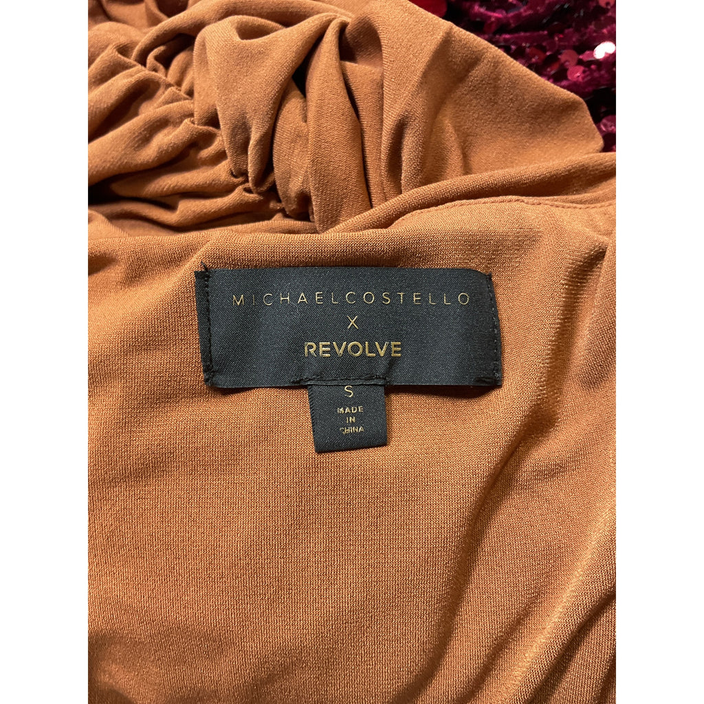 Michael Costello x Revolve 'Ana' Brown Off Shoulder Mini Dress Size S
