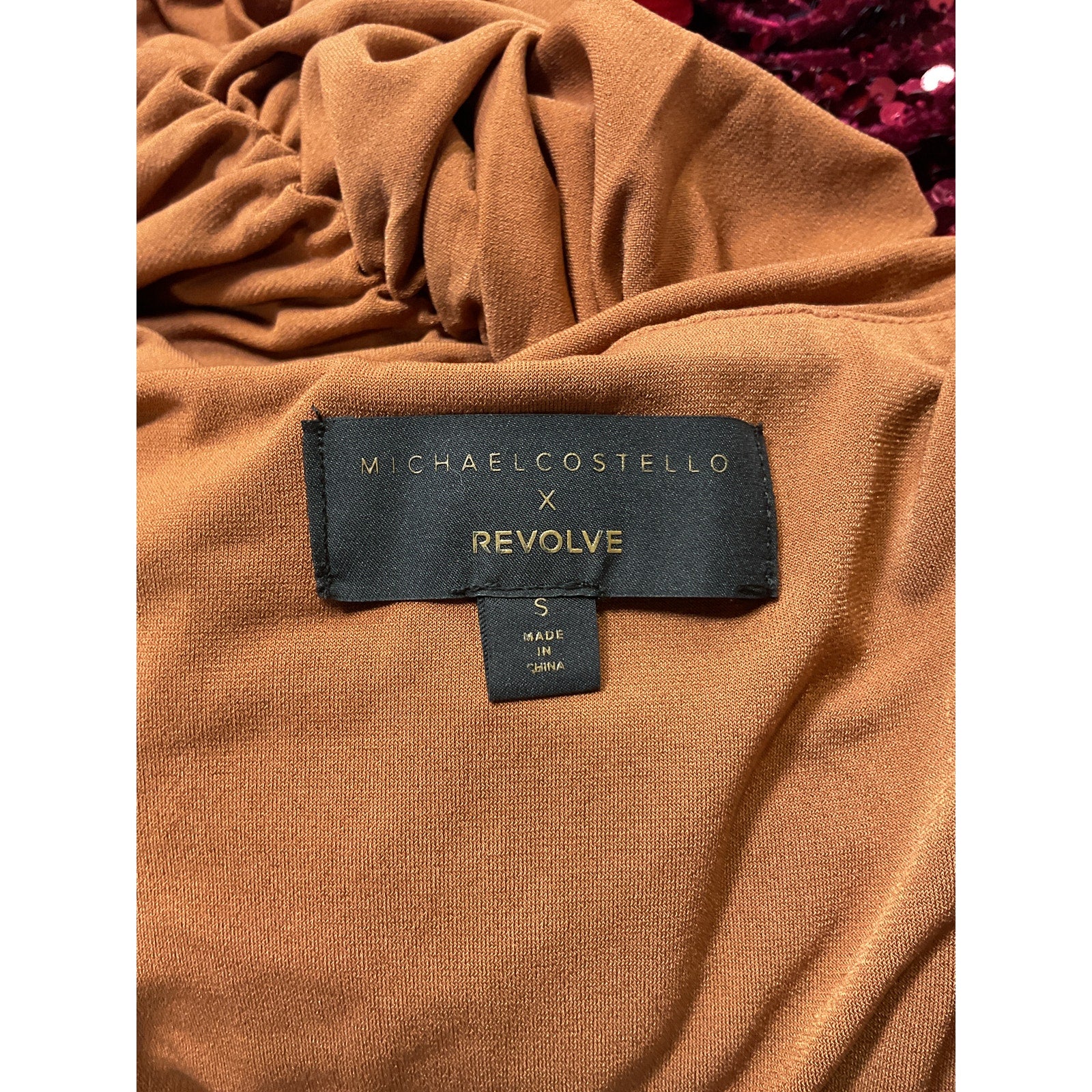 Michael Costello x Revolve 'Ana' Brown Off Shoulder Mini Dress Size S