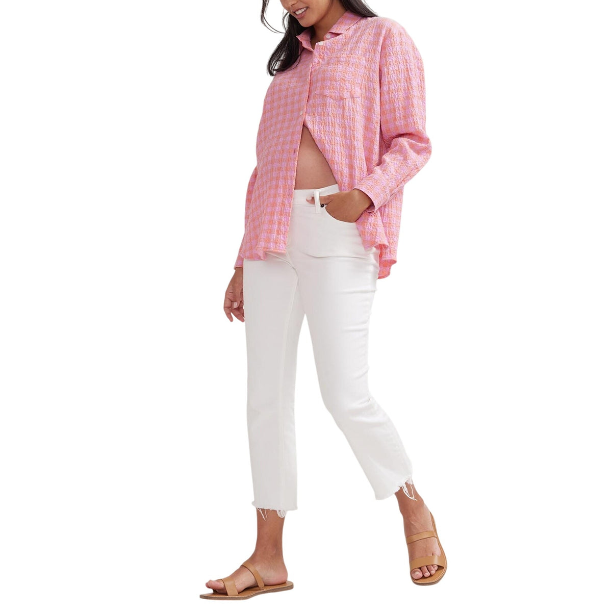 Hatch The Crop Maternity White Cotton Denim Jean Size 30