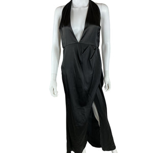 Nookie Satin Black Stella Gown Size L