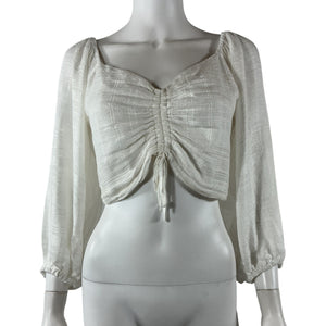 L Space Ruched White Farryn Blouse Size S / P