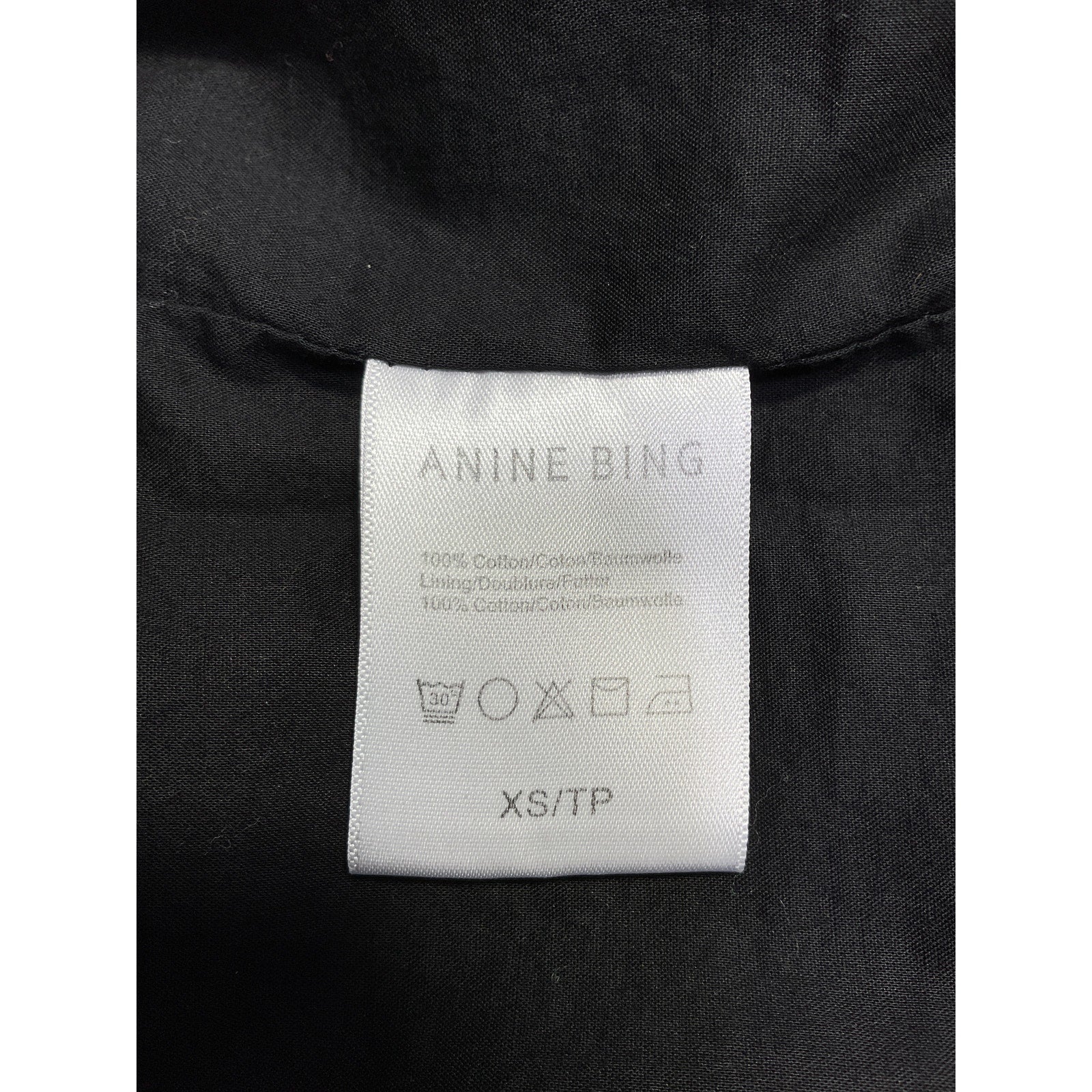 Anine Bing 'Marilyn' Black Cotton Top Size XS