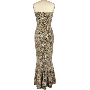 Norma Kamali Strapless Leopard Bonded Corset Gown Size XS