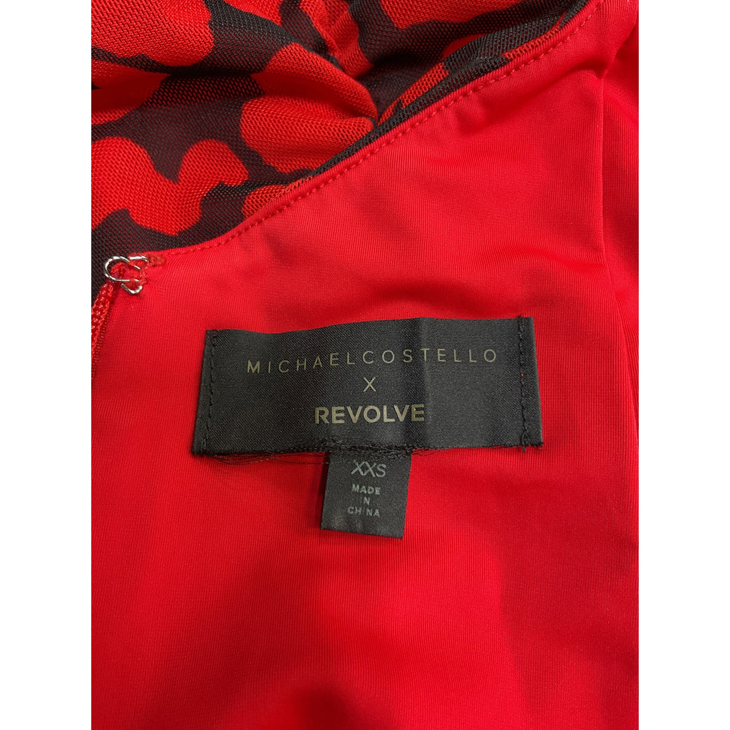 Michael Costello X Revolve 'Afton' Red Polyester Mini Dress Size XXS