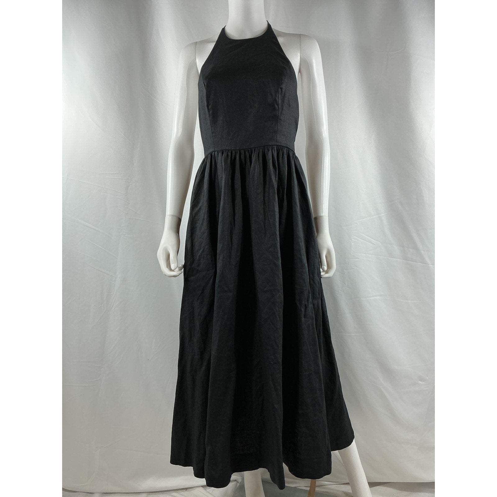 Reformation 'Percy' Black Linen Dress Size 4