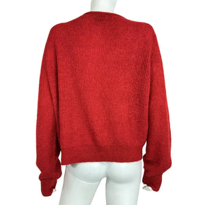 Reformation Ribbed Red Cece Cardigan Size M