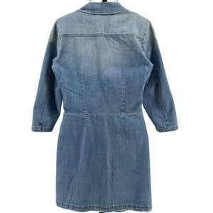 Retrofête Ruched Light Wash Denim Willa Dress Size S NWT