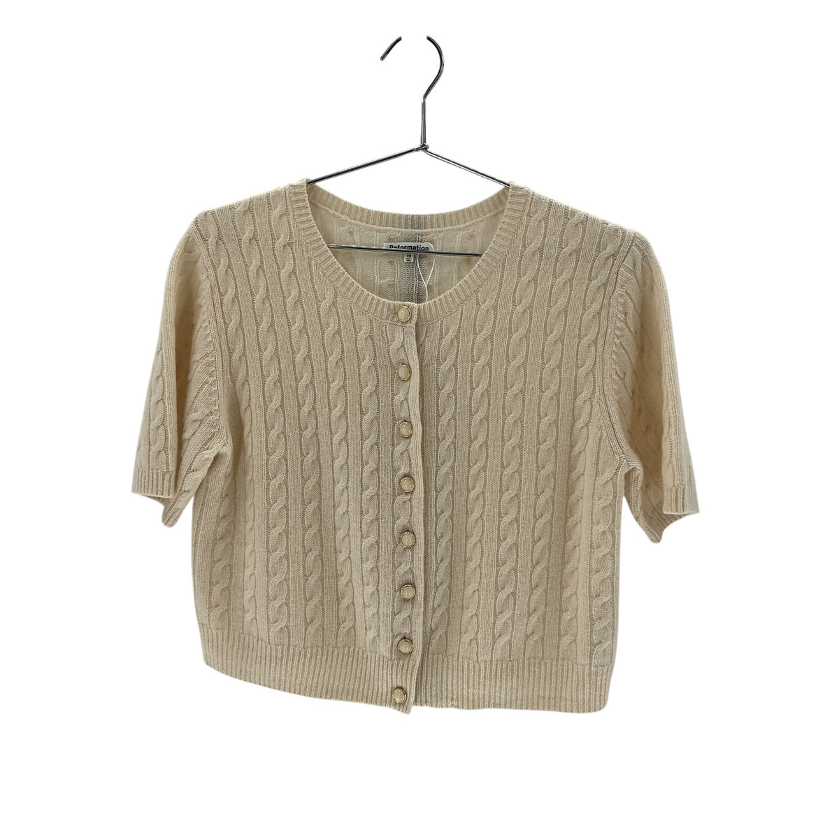 Reformation Cable Knit Beige Claire Size XS Cashmere Blend Cardigan