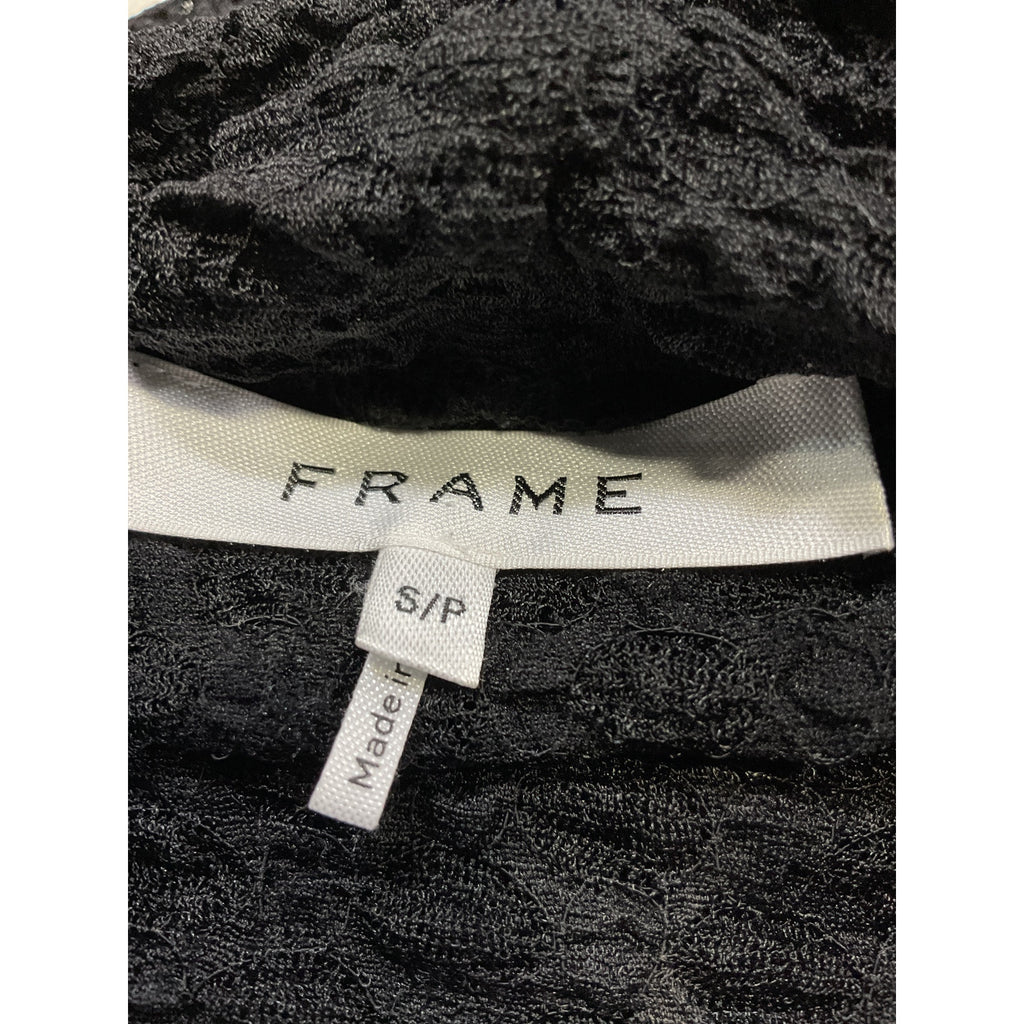 Frame 'Mesh' Black Lace Turtleneck Top Size S