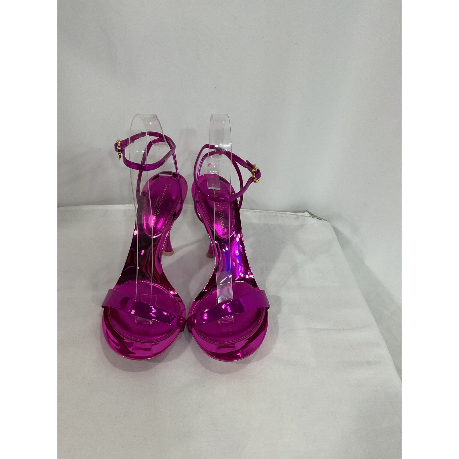 Gianvito Rossi 'Spice' Pink 95 Patent Leather Sandals Size 7.5