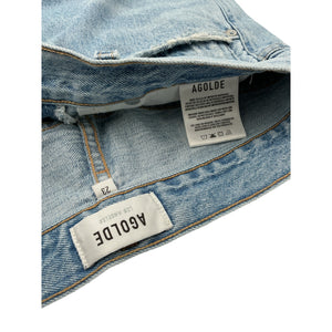 Agolde Classic Blue Criss Cross Upsized Denim Jeans Size 23