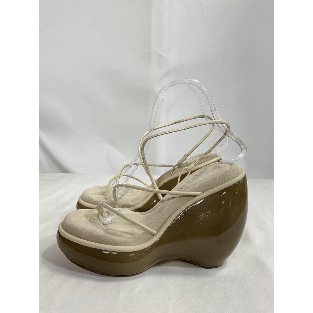 Cult Gaia 'Denali' Off White Leather Wedge Size 6