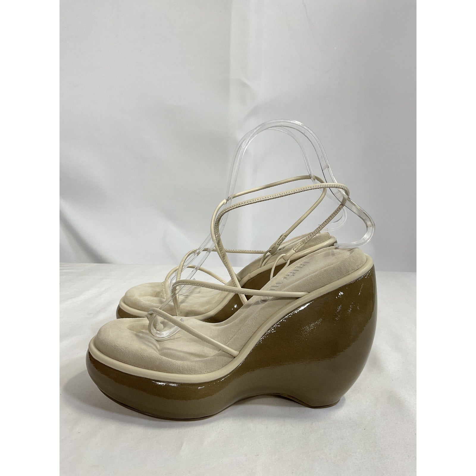 Cult Gaia 'Denali' Off White Leather Wedge Size 6